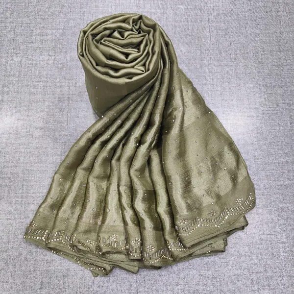 Crushed Chiffon Satin Hijab With Beads work | HJ22